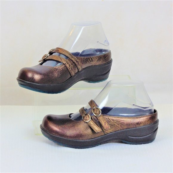 Sanita Danish Design Metallic Bronze Leather Mary Jane Women Clog Shoes - Picture 6 of 16